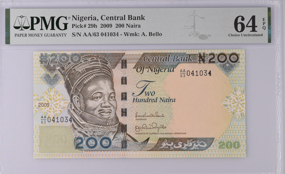 Nigeria 200 Naira 2009 P 29 h Choice UNC PMG 64 EPQ