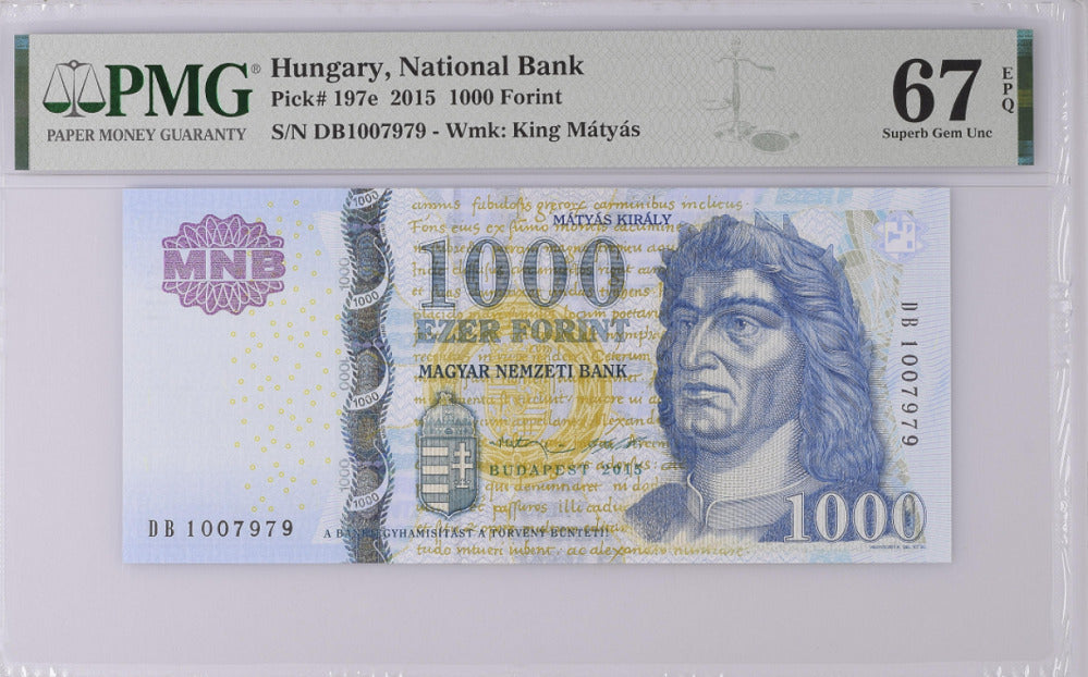 Hungary 1000 Forint 2015 P 197 e Gem UNC PMG 67 EPQ