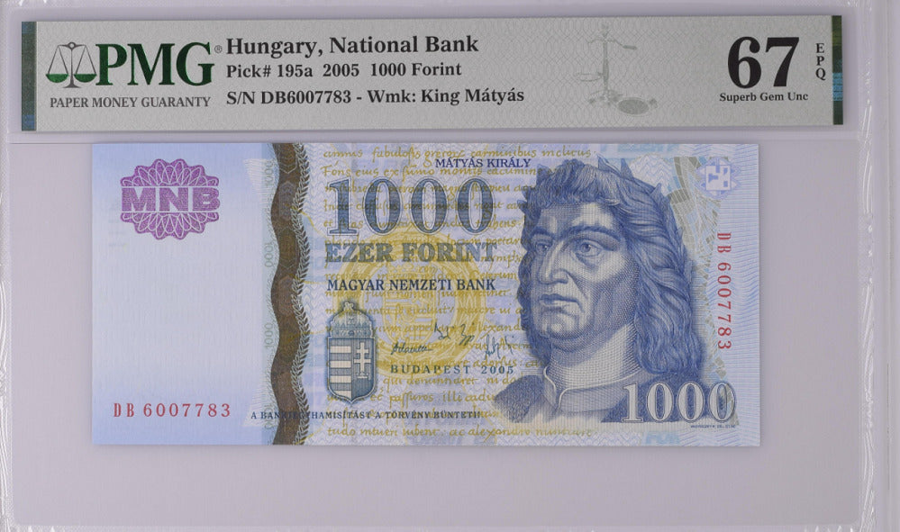 Hungary 1000 Forint 2005 P 195 a Superb Gem UNC PMG 67 EPQ Top Pop