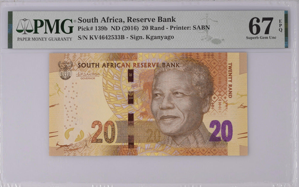 South Africa 20 Rand ND 2016 P 139 b Superb GEM UNC PMG 67 EPQ