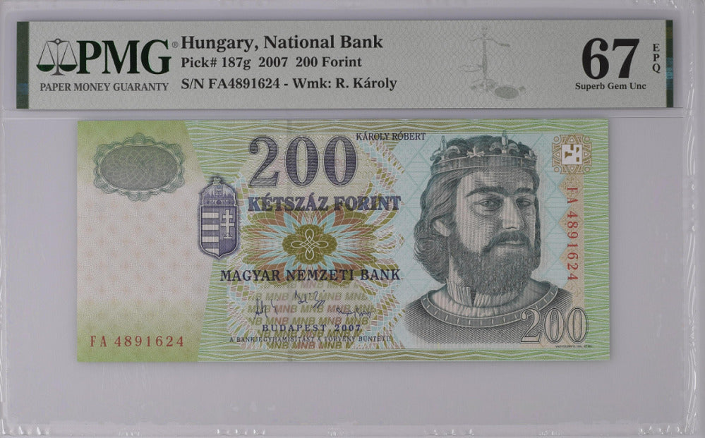 Hungary 200 Forint 2007 P 187 g Superb Gem UNC PMG 67 EPQ Top Pop