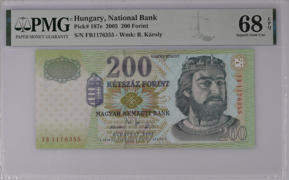 Hungary 200 Forint 2005 P 187 e Superb Gem UNC PMG 68 EPQ Top Pop