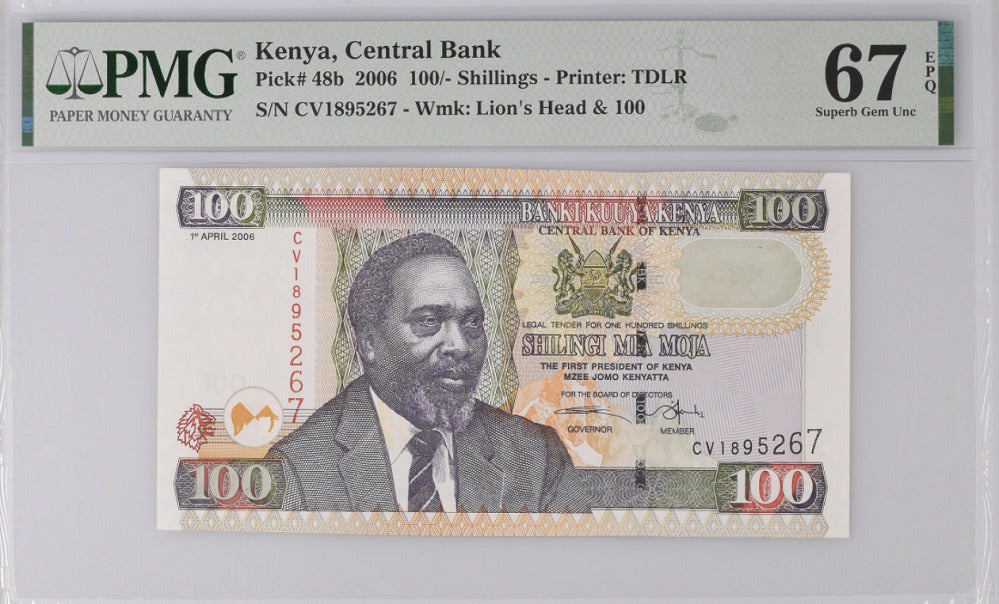 Kenya 100 Shillings 2006 P 48 b Superb Gem UNC PMG 67 EPQ