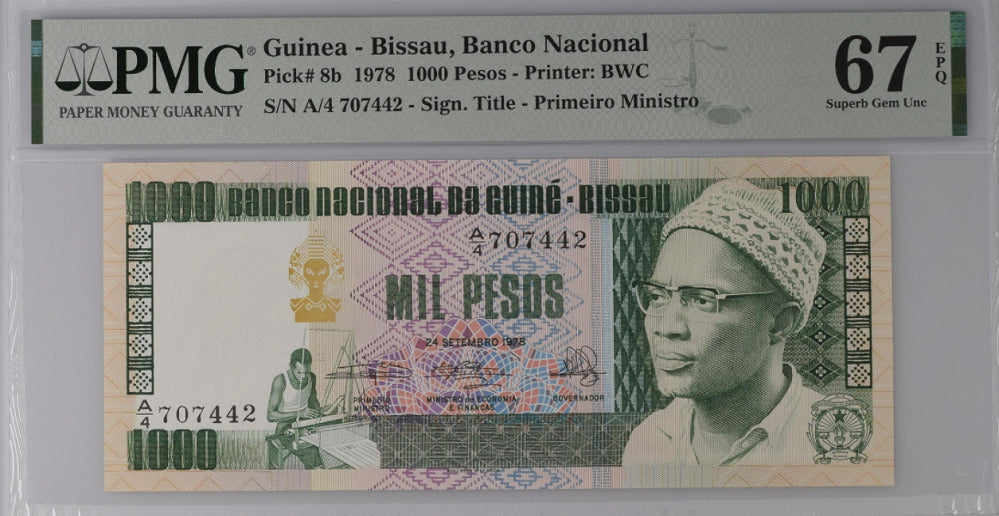 Guinea Bissau 1000 Pesos 1978 P 8 b Superb Gem UNC PMG 67 EPQ
