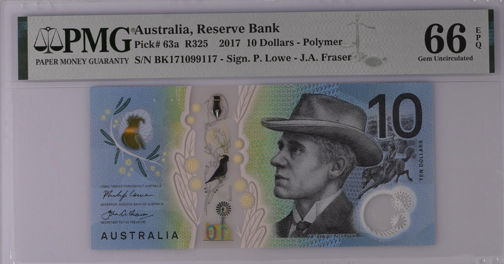 Australia 10 Dollars 2017 P 63 a Gem UNC PMG 66 EPQ NLB