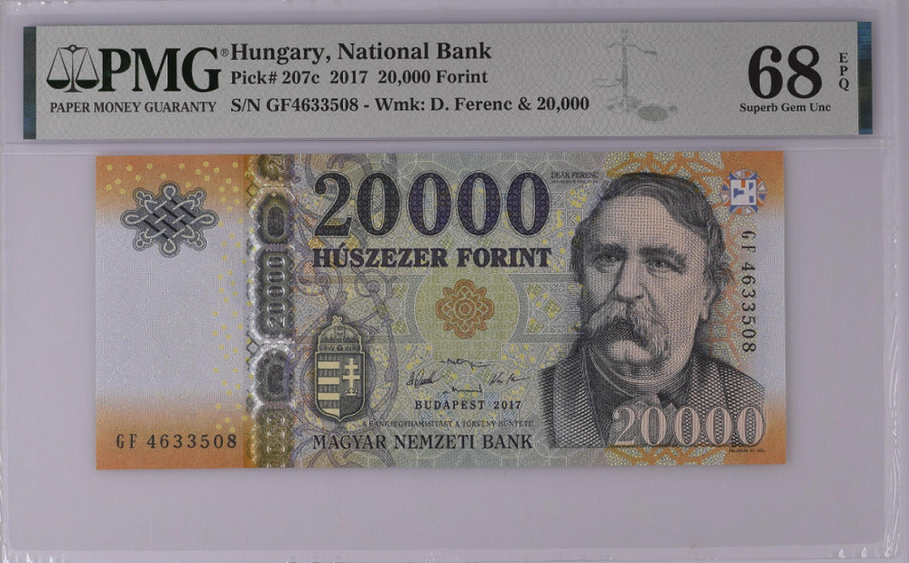 Hungary 20000 Forint 2017 P 207 c Superb Gem UNC PMG 68 EPQ
