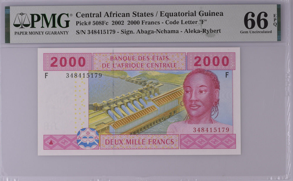 Central African States 2000 Francs Equatorial Guinea P 508Fc Gem UNC PMG 66 EPQ