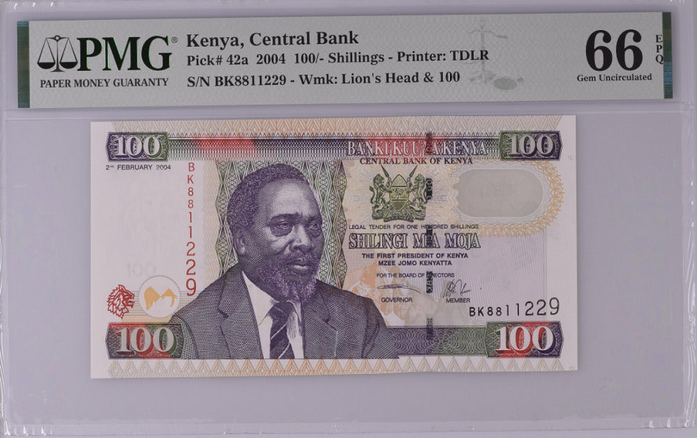 Kenya 100 Shillings 2004 P 42 a Gem UNC PMG 66 EPQ Top Pop
