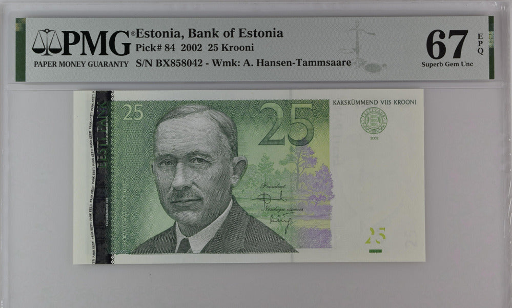 Estonia 25 Krooni 2002 P 84 Superb Gem UNC PMG 67 EPQ