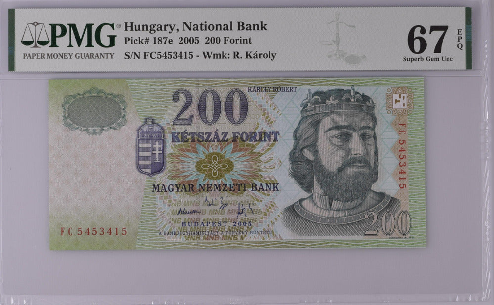 Hungary 200 Forint 2005 P 187 e Superb Gem UNC PMG 67 EPQ