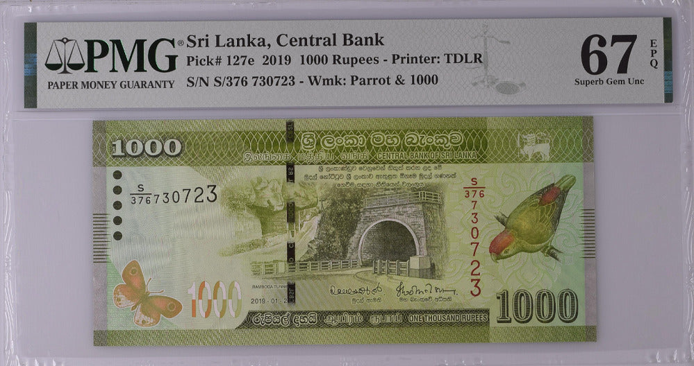 Sri Lanka 1000 Rupees 2019 P 127 e Superb Gem UNC PMG 67 EPQ