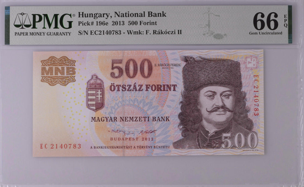 Hungary 500 Forint 2013 P 196 e Gem UNC PMG 66 EPQ