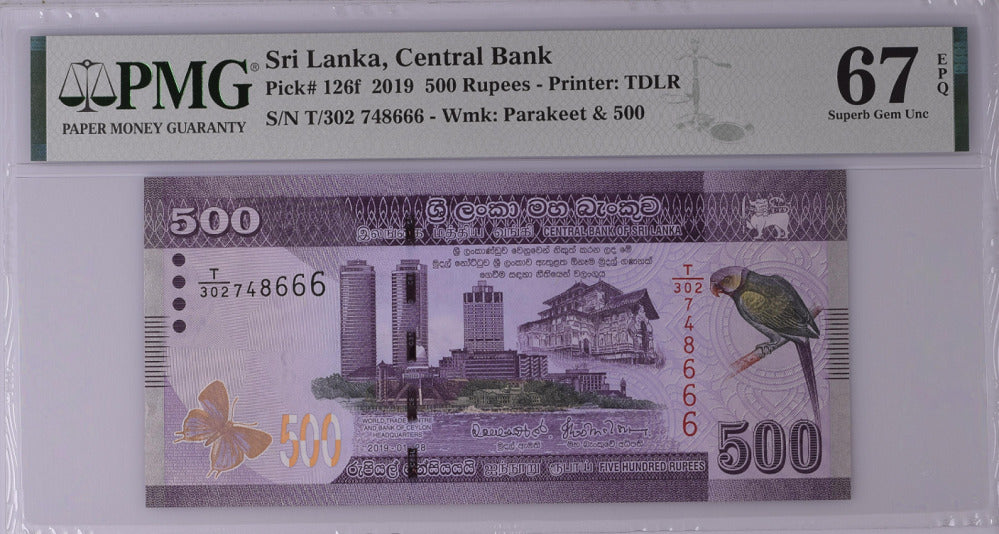 Sri Lanka 500 Rupees 2019 P 126 f Superb GEM UNC PMG 67 EPQ