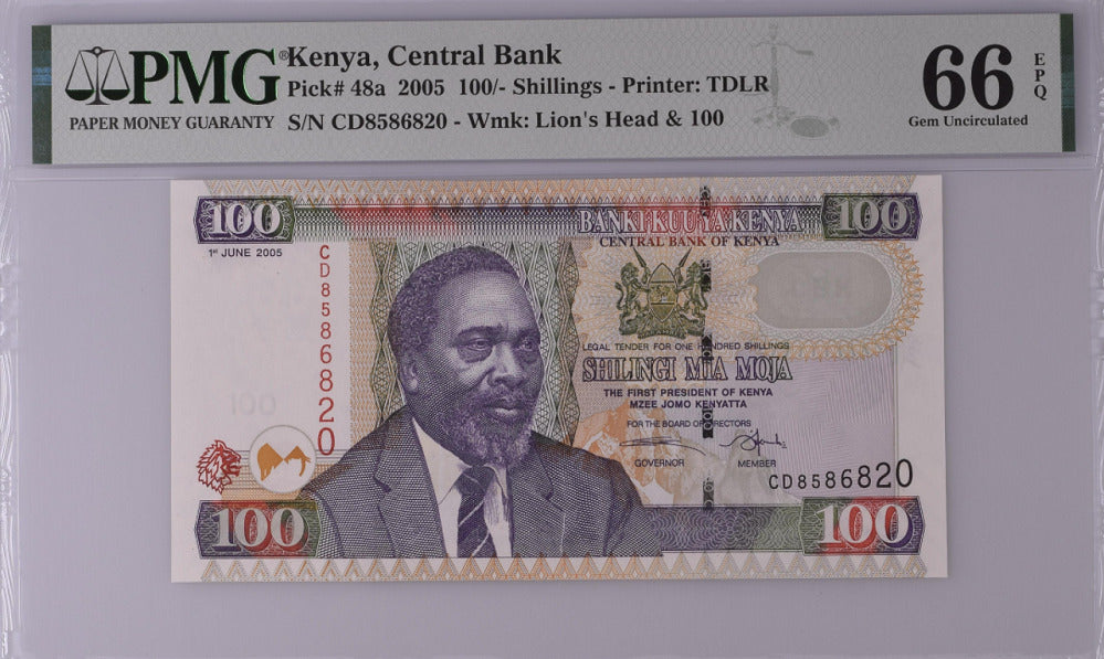 Kenya 100 Shillings 2005 P 48 a Gem UNC PMG 66 EPQ