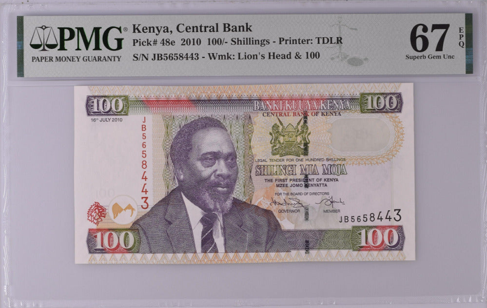 Kenya 100 Shillings 2010 P 48 e Superb Gem UNC PMG 67 EPQ Top Pop