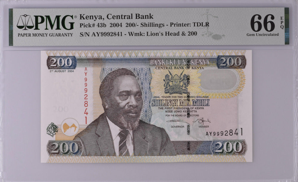 Kenya 200 Shillings 2004 P 43 b Gem UNC PMG 66 EPQ