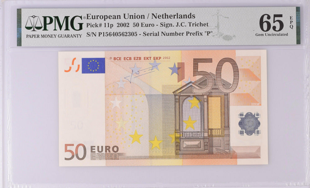 Euro 50 Euro Netherlands 2002 P 11 P Gem UNC PMG 65 EPQ