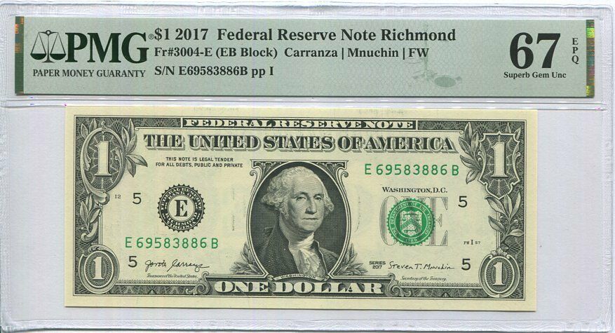 United States 1 Dollar USA 2017 P 544 e Richmond Superb Gem UNC PMG 67 EPQ NICE