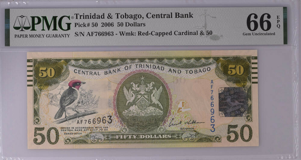 Trinidad & Tobago 50 Dollars 2006 P 50 Gem UNC PMG 66 EPQ