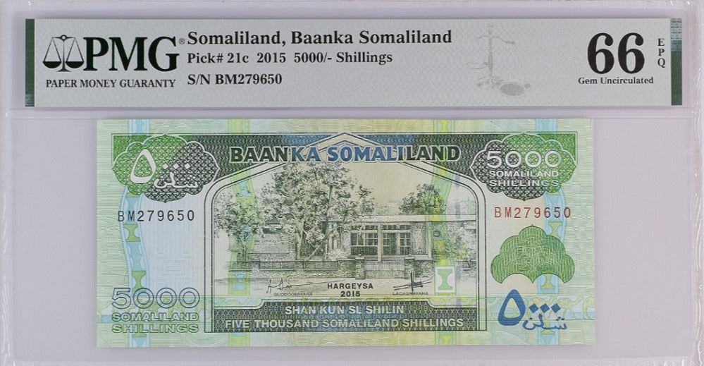 Somaliland 5000 Shillings 2015 P 21 c Gem PMG 66 EPQ