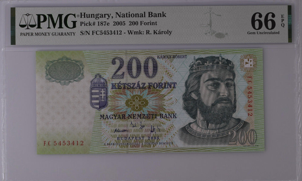 Hungary 200 Forint 2005 P 187 e Gem UNC PMG 66 EPQ