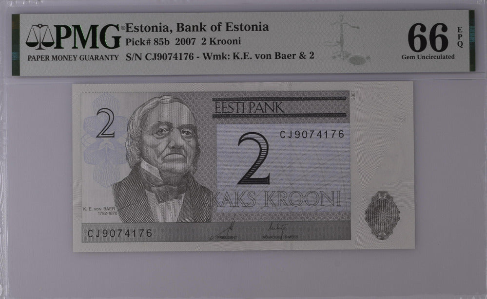 Estonia 2 Krooni 2007 P 85 b Gem UNC PMG 66 EPQ