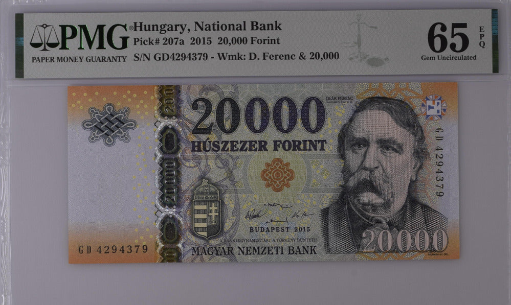 Hungary 20000 Forint 2015 P 207 a Gem UNC PMG 65 EPQ