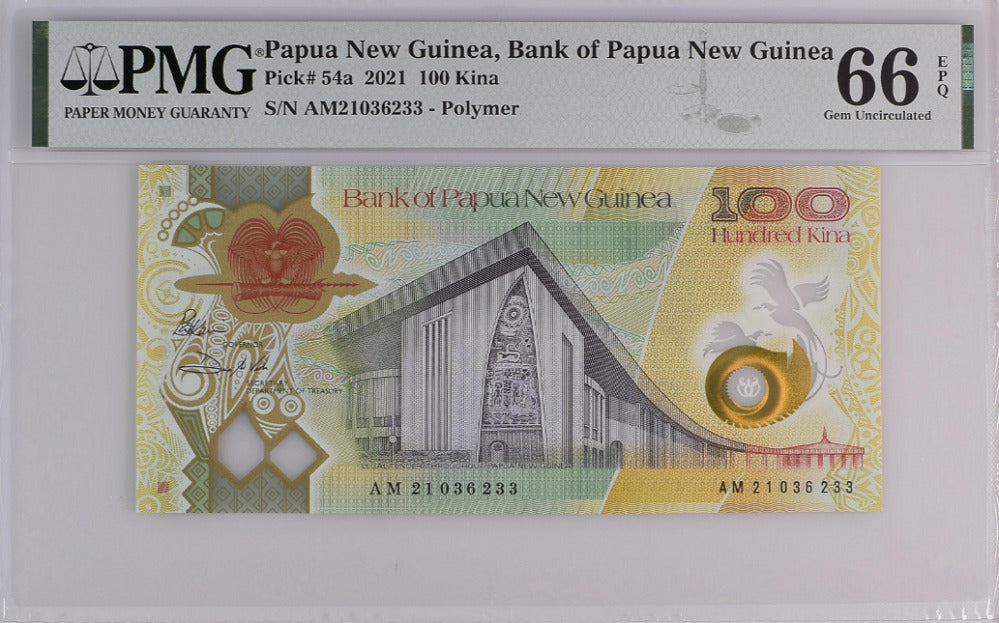 Papua New Guinea 100 Kina 2021 P 54 a Polymer GEM UNC PMG 66 EPQ