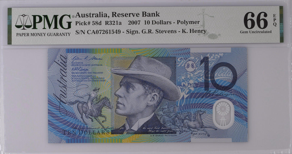 Australia 10 Dollars ND 2007 P 58 d Polymer Gem UNC PMG 66 EPQ