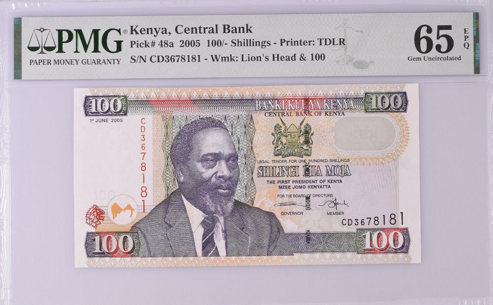 Kenya 100 Shillings 2005 P 48 a Gem UNC PMG 65 EPQ