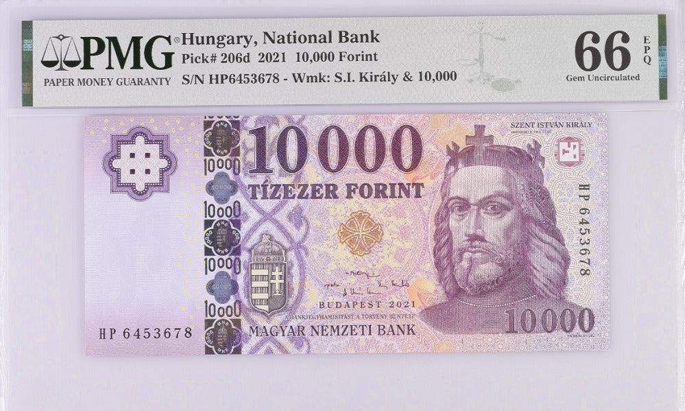 Hungary 10000 Forint 2021 P 206 d Gem UNC PMG 66 EPQ