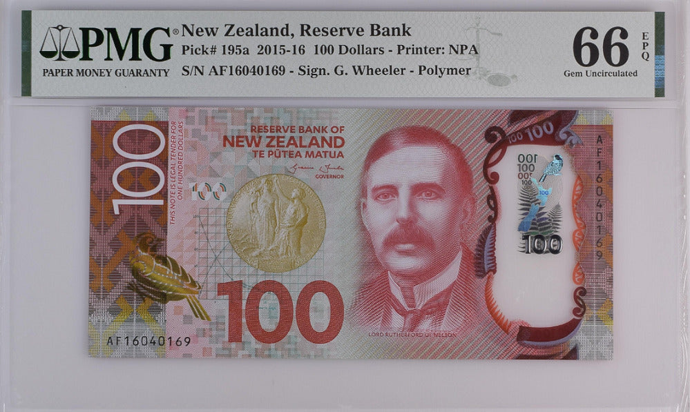 New Zealand 100 Dollars 2015/2016 P 195 a Gem UNC PMG 66 EPQ