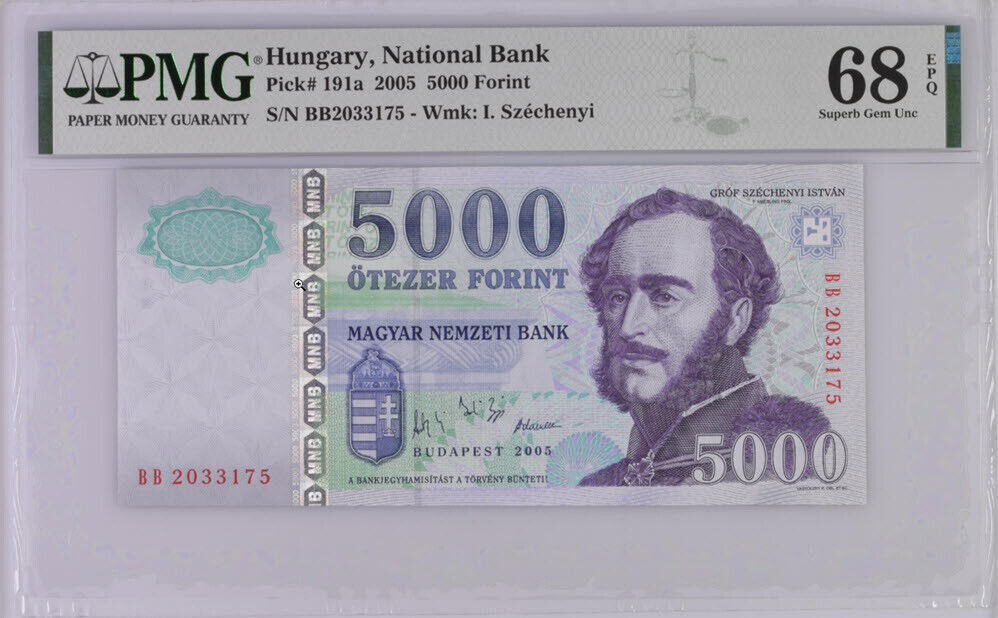 Hungary 5000 Forint 2005 P 191 a Superb Gem UNC PMG 68 EPQ Top Pop