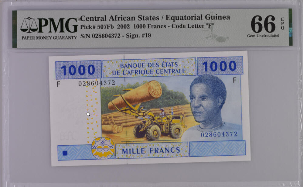 Central African States Guinea 1000 Francs 2002 P 507Fb Gem UNC PMG 66 EPQ