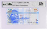 Hong Kong 20 Dollars 2003 P 207 a HSBC Superb Gem UNC PMG 69 EPQ Top Pop