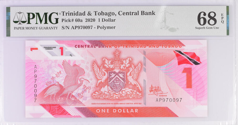 Trinidad & Tobago 1 Dollar 2020 P 60 a Superb Gem UNC PMG 68 EPQ