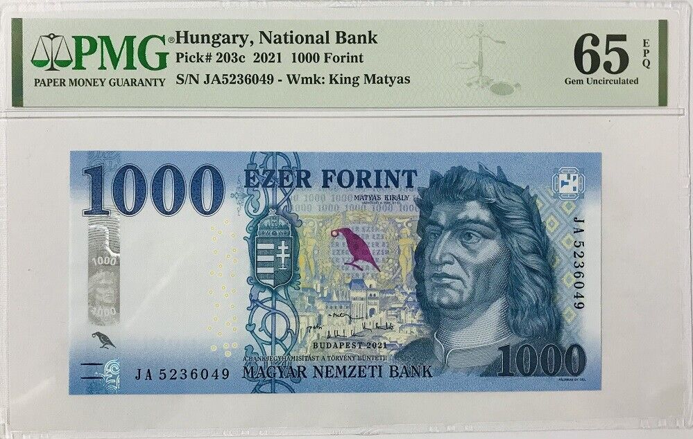 Hungary 1000 Forint 2021 P 203 Gem UNC PMG 65 EPQ