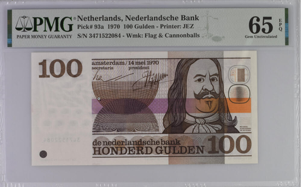 Netherlands 100 Gulden 1970 P 93 a Gem UNC PMG 65 EPQ