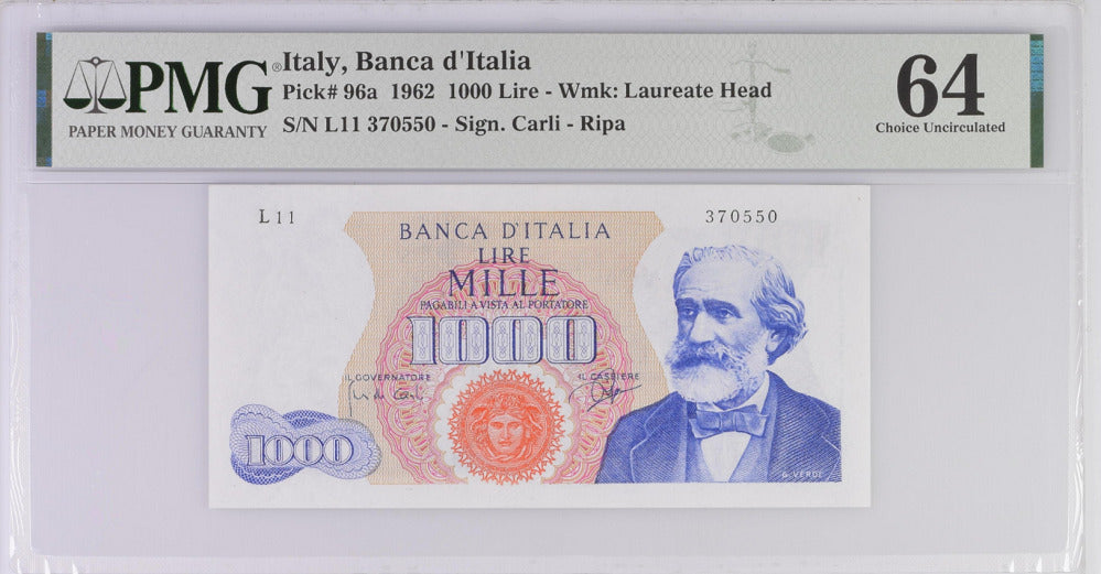 Italy 1000 Lire 1994 P 96 a Choice UNC PMG 64