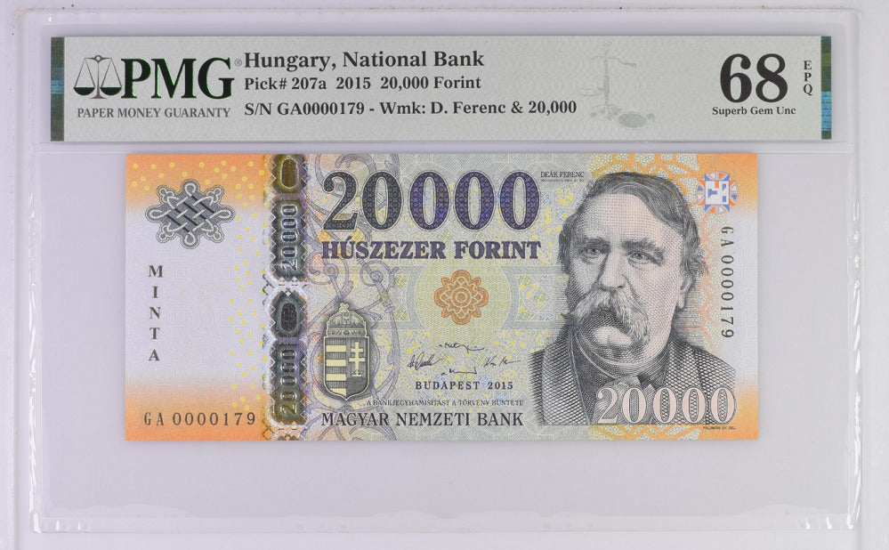 Hungary 20000 Forint 2015 P 207 Specimen Minta Superb Gem UNC PMG 68 EPQ Top Pop