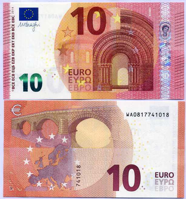 EURO 10 EUROS 2014 P 21 WA RANDOM BLOCK UNC
