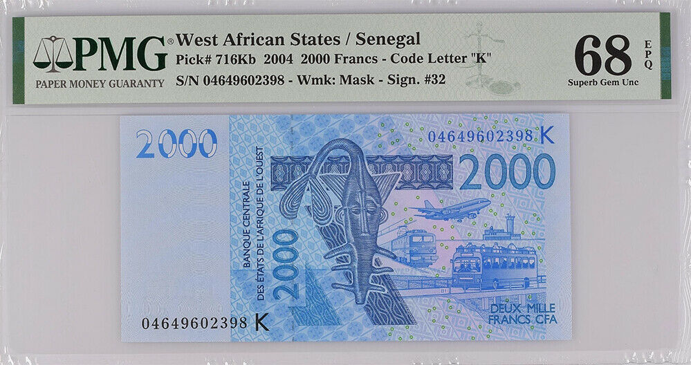 West African States SENEGAL 2000 Fran 2004 P 716Kb Superb GEM UNC PMG 68 EPQ TOP