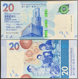 Hong Kong 20 Dollars 2018/2020 P NEW SCB UNC