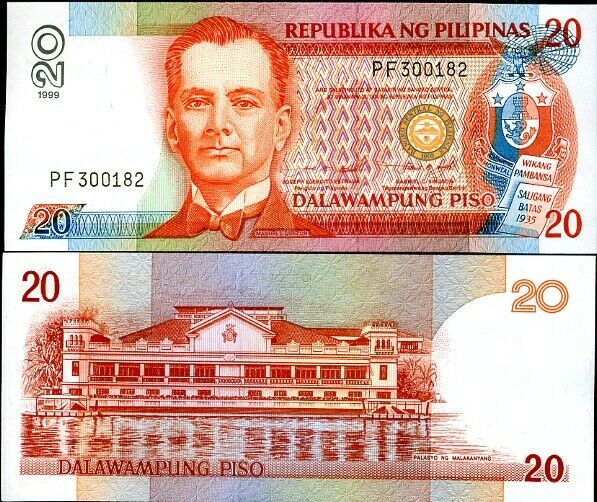 PHILIPPINES 20 PESO PISO 1999 P 182 c AU-UNC