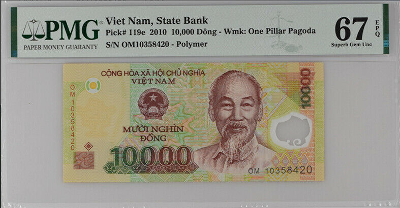 VIETNAM 10000 10,000 DONG 2010 P 119e SUPERB GEM UNC PMG 67 EPQ