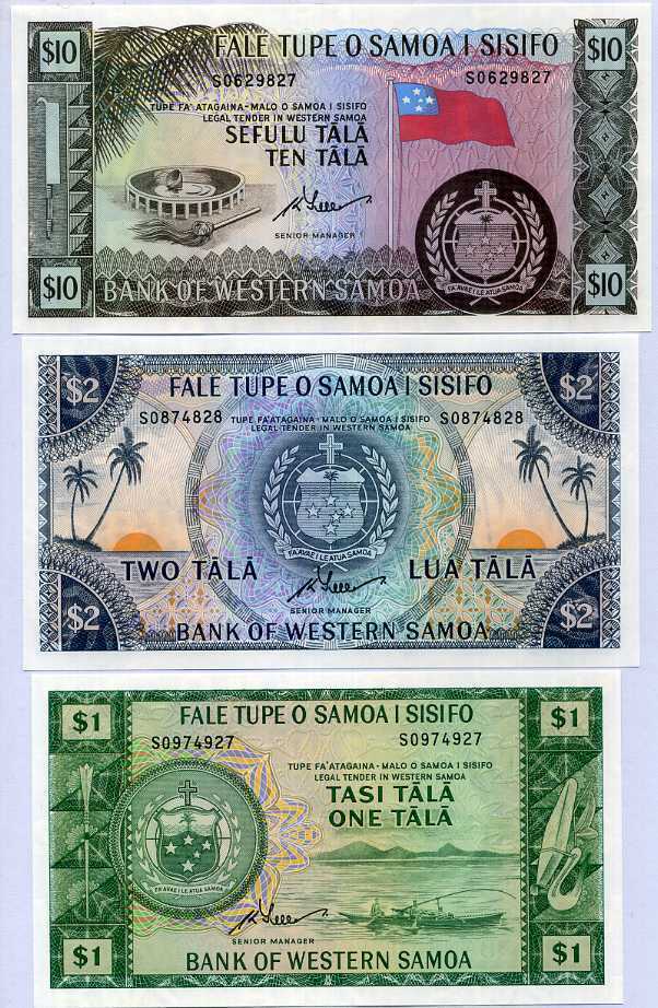 Western Samoa Set 3 UNC 1 2 10 Tala 1967 / 2020 Reprint P 16 17 18