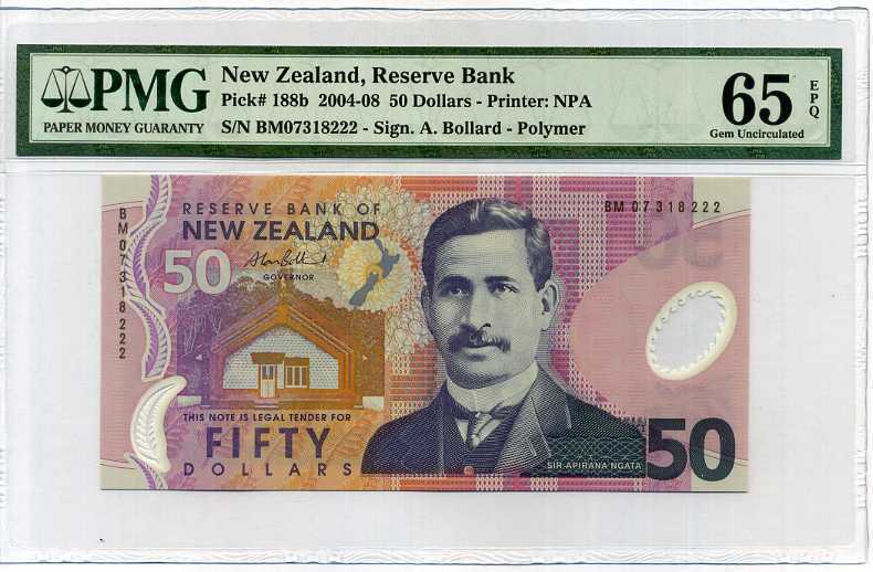 New Zealand 50 Dollars 2007 P 188 b Gem UNC PMG 65 EPQ