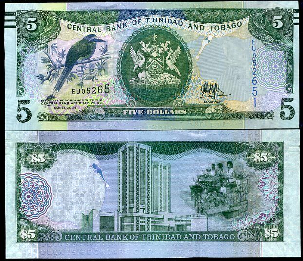 Trinidad & Tobago 5 Dollars 2006/2017 P 47 c UNC Lot 5 Pcs
