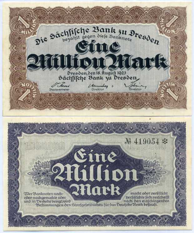 GERMANY 1 MILLION 1923 DRESDEN P NL UNC