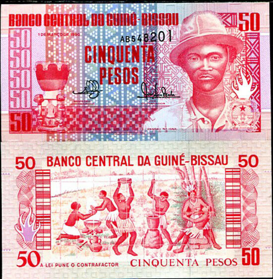 GUINEA BISSAU 50 PESOS 1990 P 10 LOT 3 PCS ABOUT UNC